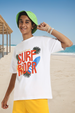 Surf Rider White Oversized Graphic Front Printed Boys T-shirt