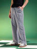 Light Grey Lining Pattern Plain Corduroy Pants