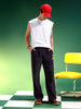 Dark Grey Lining Pattern Plain Corduroy Pants