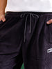 Dark Grey Lining Pattern Plain Corduroy Pants