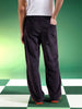 Dark Grey Lining Pattern Plain Corduroy Pants