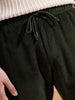 Olive Lining Pattern Plain Corduroy Shorts