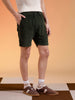 Olive Lining Pattern Plain Corduroy Shorts