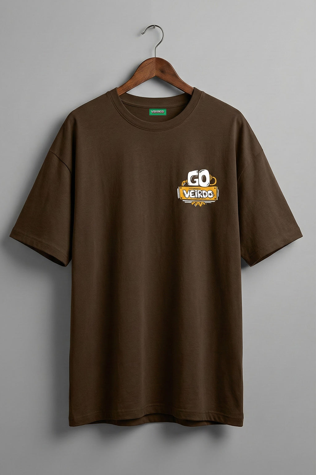 Go Veirdo Brown Graphic Printed Plus Size T-shirt