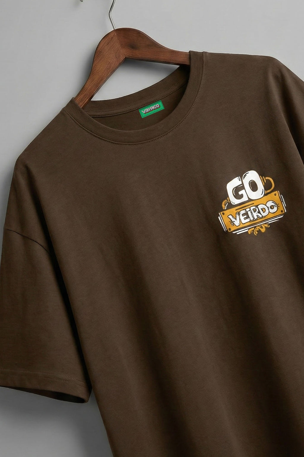 Go Veirdo Brown Graphic Printed Plus Size T-shirt