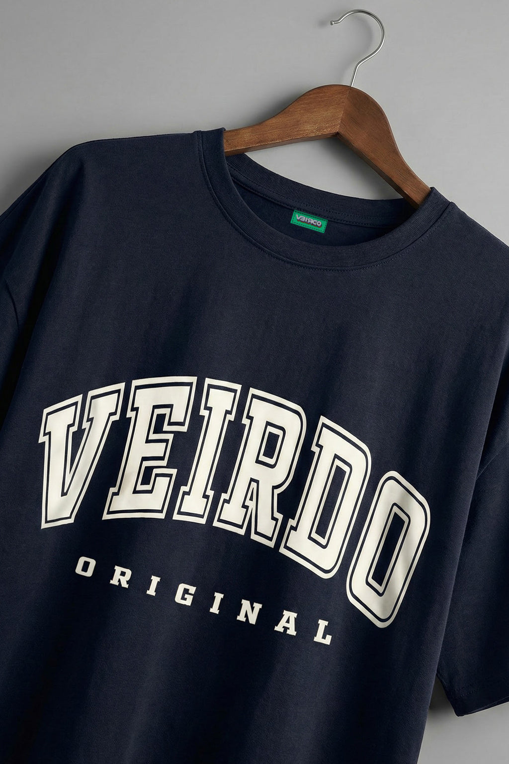 Veirdo Original Navy Typography Printed Plus Size T-shirt