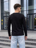 Black Plain Full Sleeves V-Neck Regular Fit T-shirt