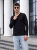 Black Plain Full Sleeves V-Neck Regular Fit T-shirt