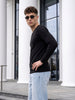 Black Plain Full Sleeves V-Neck Regular Fit T-shirt