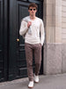 Swanwhite Plain Full Sleeves V-Neck Regular Fit T-shirt