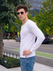 White Plain Full Sleeves V-Neck Regular Fit T-shirt
