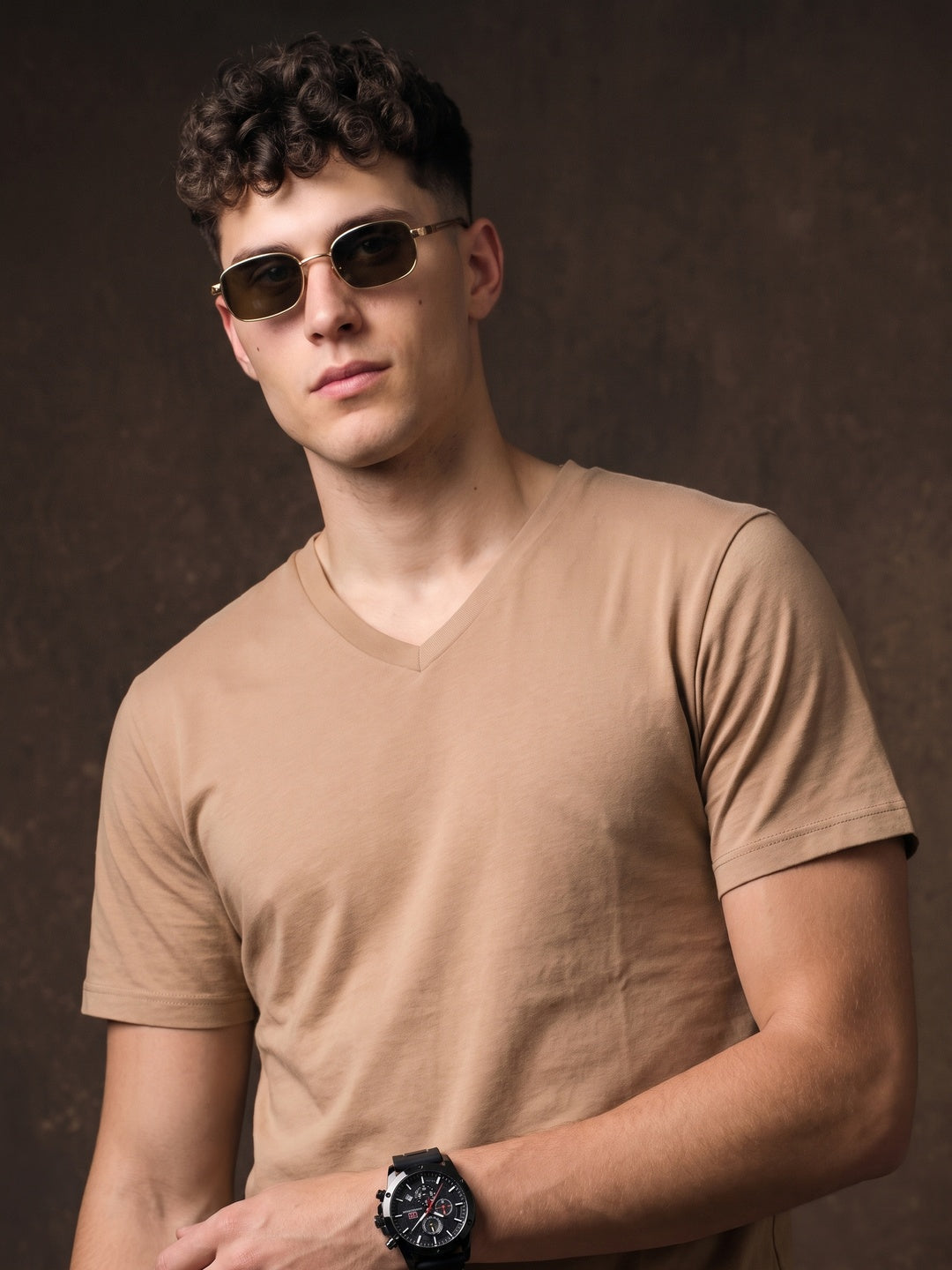 Cork Plain V-Neck Regular Fit T-shirt