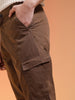 Brown Pure Woven Narrow Fit 5 Pocket Cargo