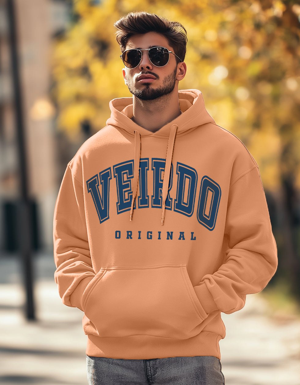 Veirdo Original Orange Front Graphic Printed Hoodie