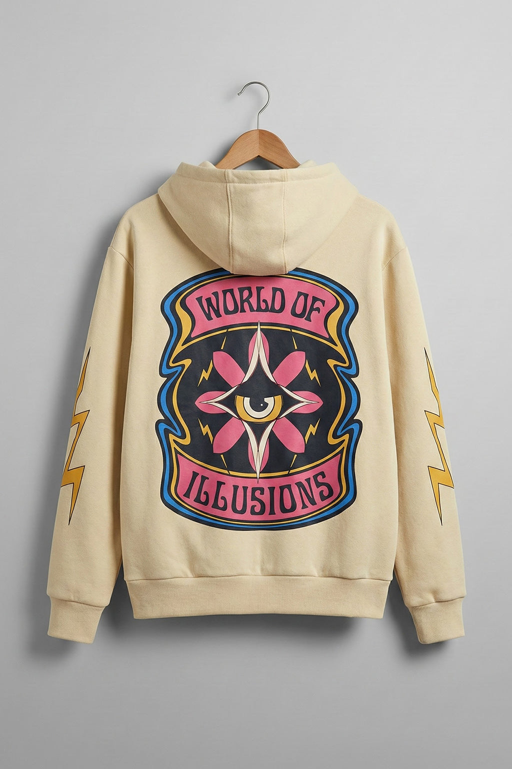 Beige Fantasy: Stylish Men's Illusions Regular Fit Hoodie