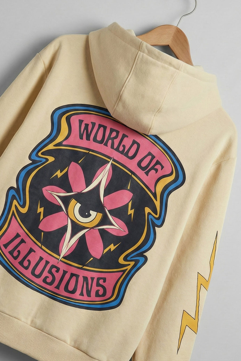 Beige Fantasy: Stylish Men's Illusions Regular Fit Hoodie