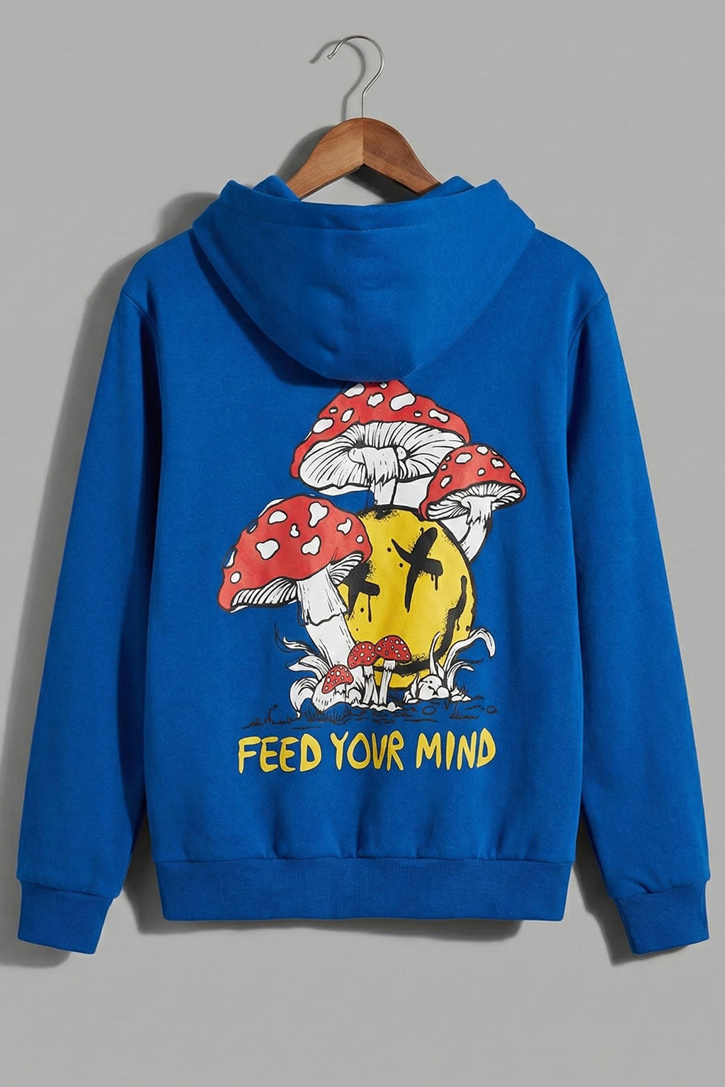 Feed Your Mind  Blue Back Graphic Printed Regular Fit Hoodie