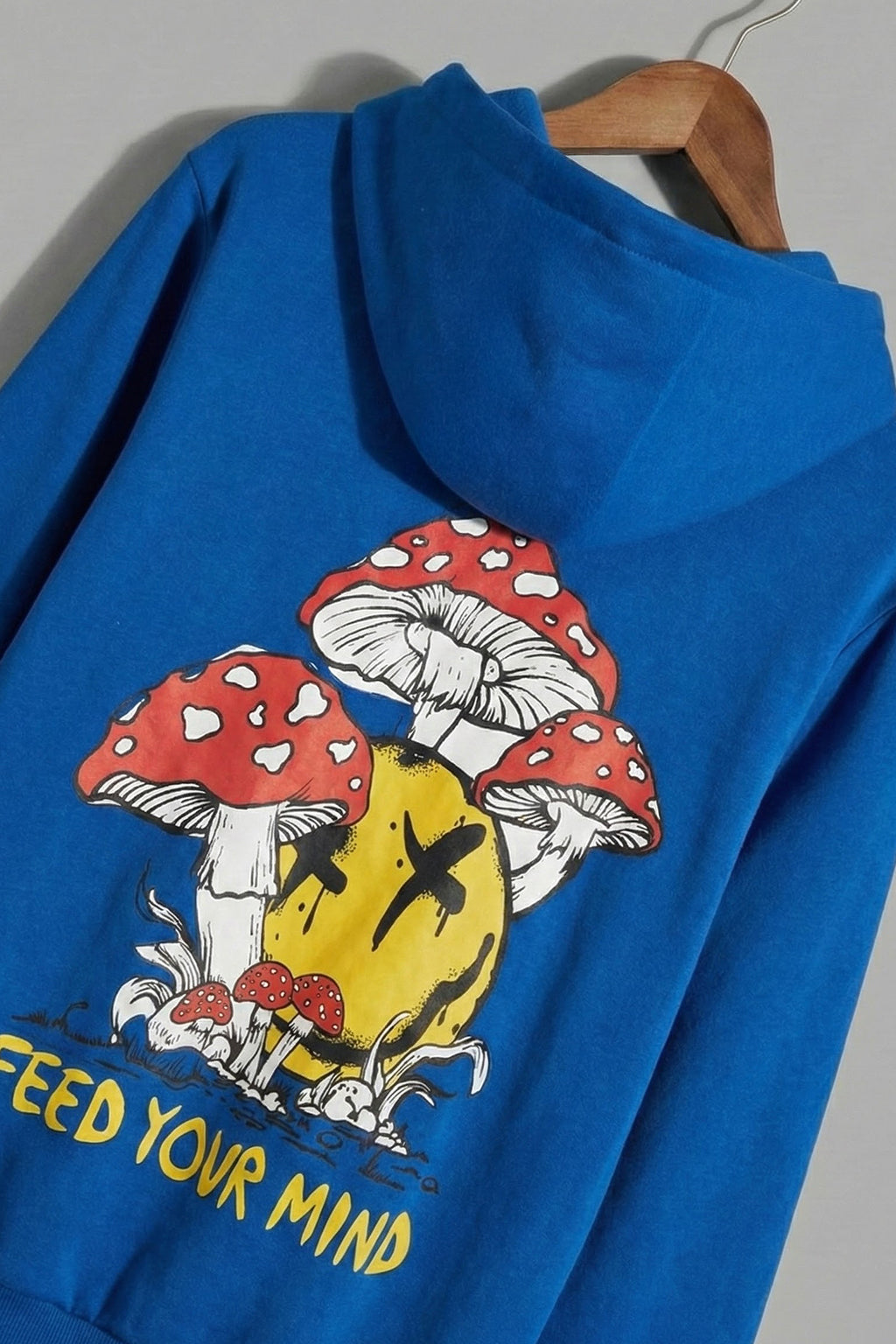 Feed Your Mind  Blue Back Graphic Printed Regular Fit Hoodie