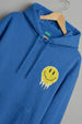Smile Blue Oversized Pocket Graphic Printed Hoodie
