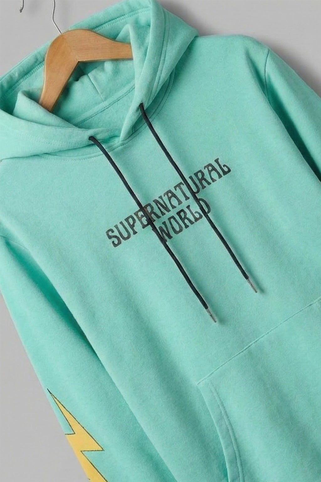 World of Illusion Green Back Printed Regular Fit Hoodie