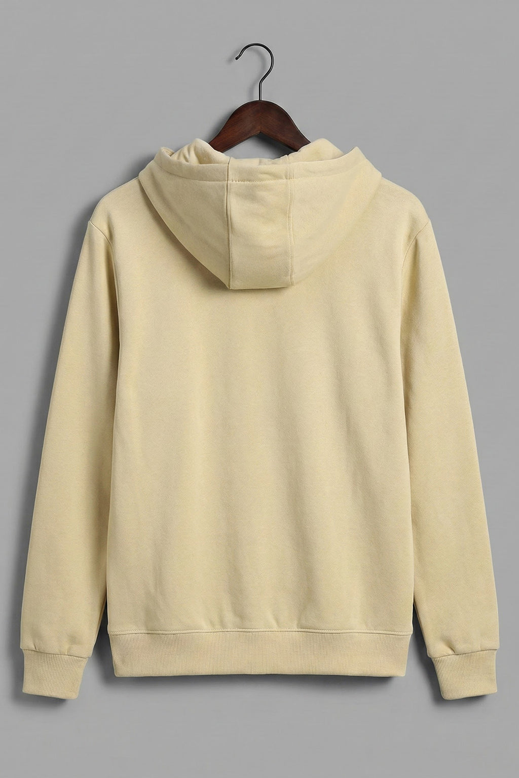 Beige Solid Regular Hoodie