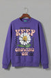 Keep Growing Purple Front Printed Regular Fit Sweatshirt