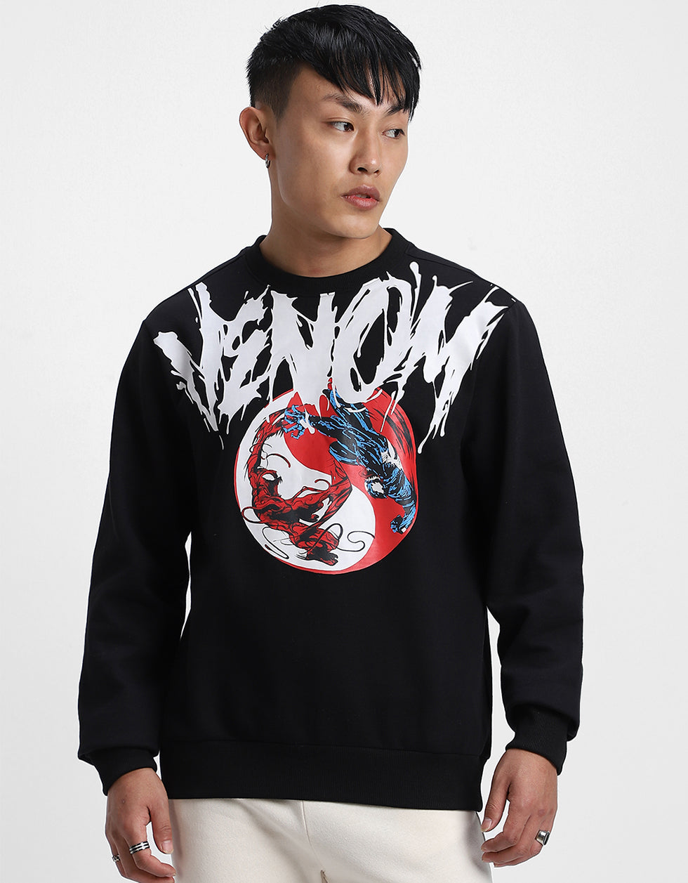 Venom Elegance: Make a Statement in Men's Fleece Print Sweatshirt Veirdo