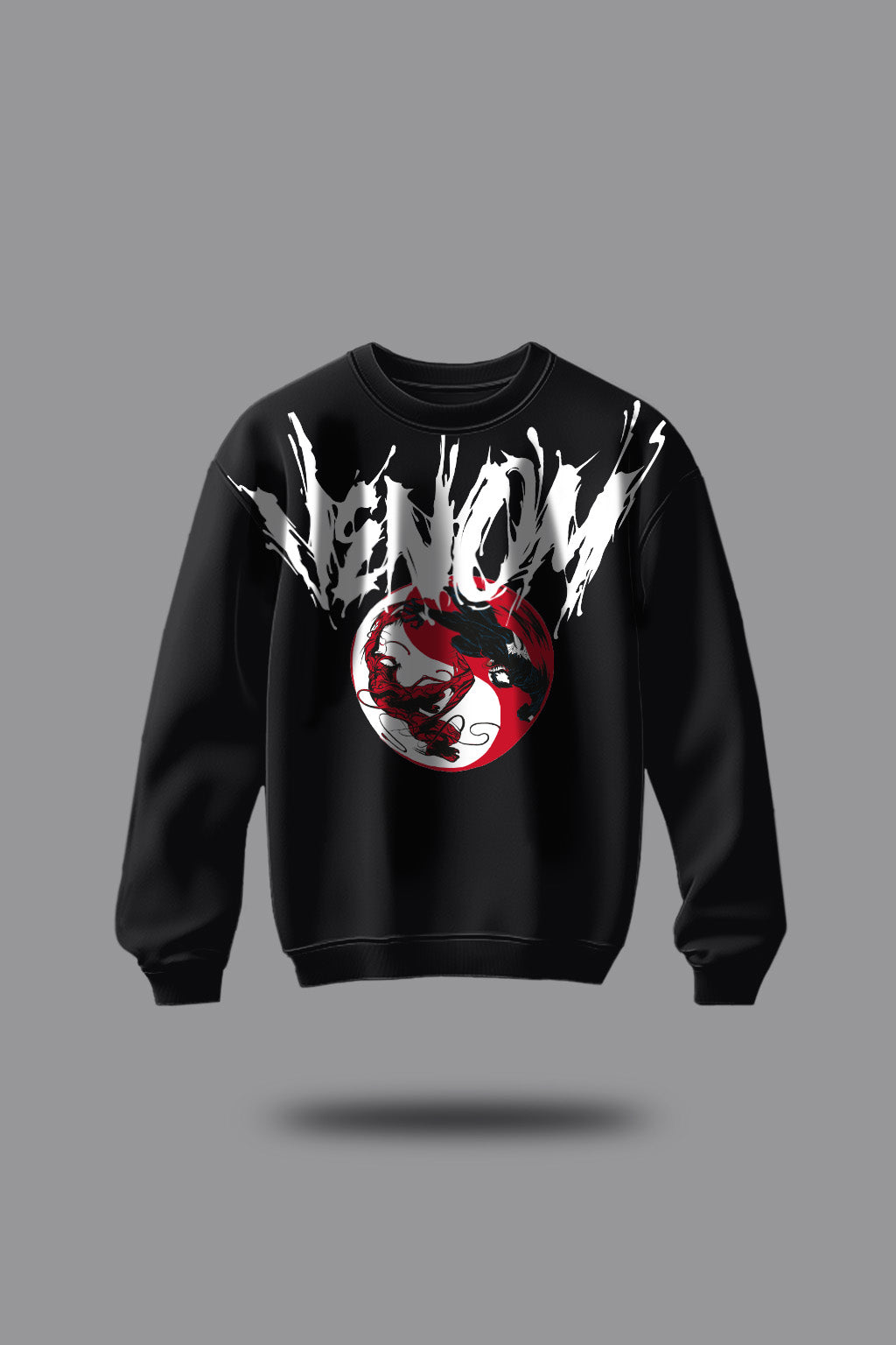 Venom Black Front Typographic Printed Sweatshirt