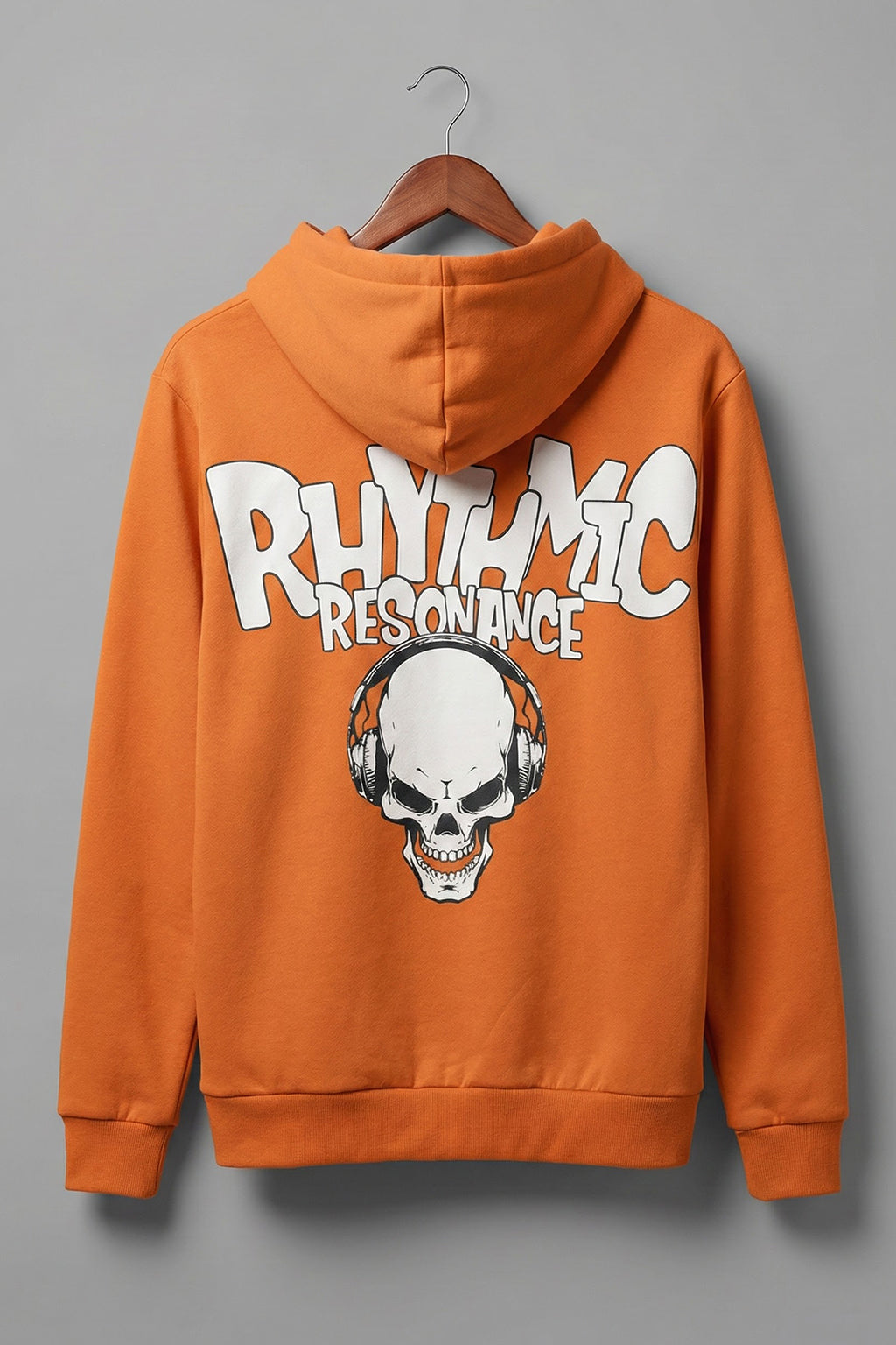 Rhythmic Orange Regular Fit Back Printed Hoodie
