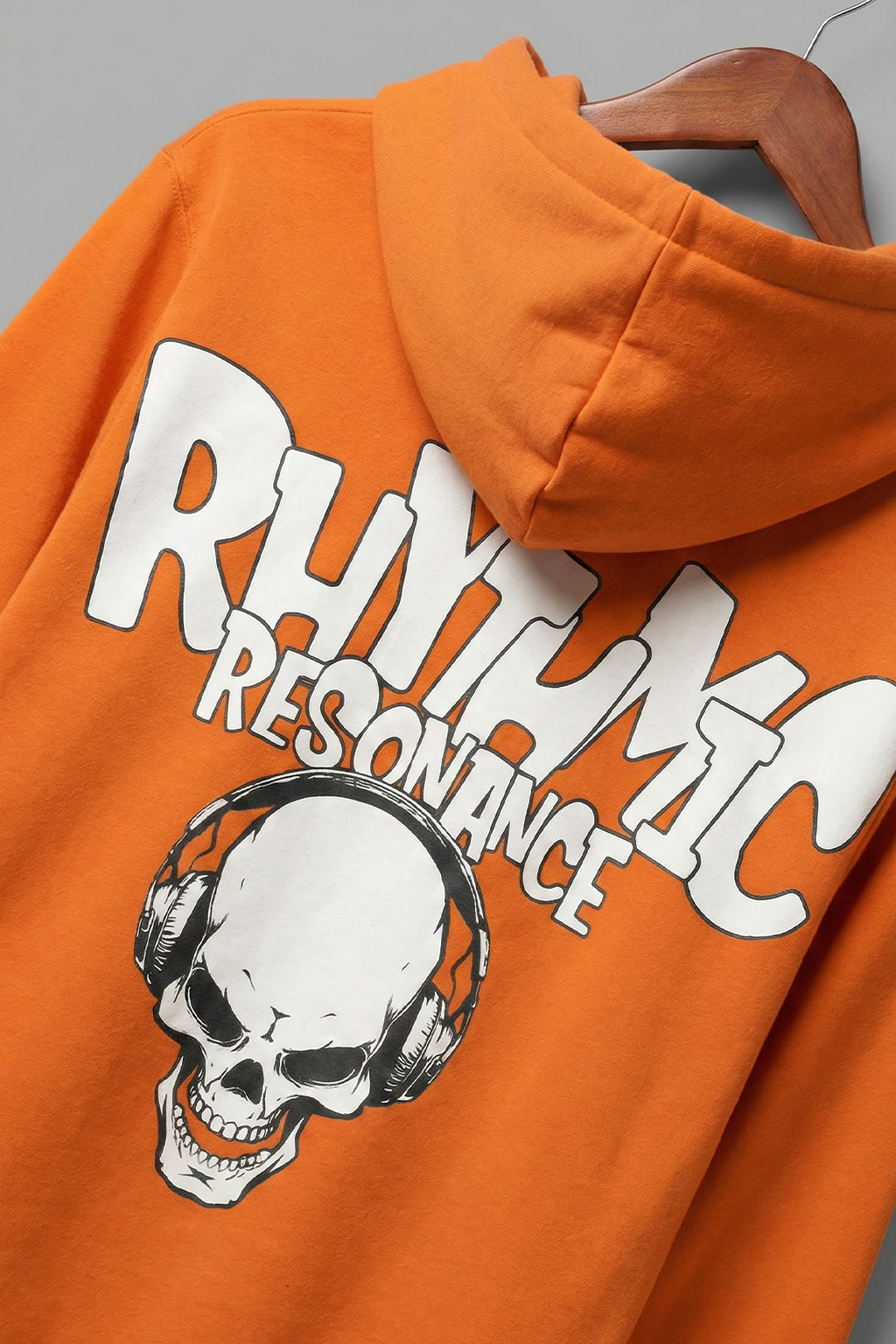 Rhythmic Orange Regular Fit Back Printed Hoodie