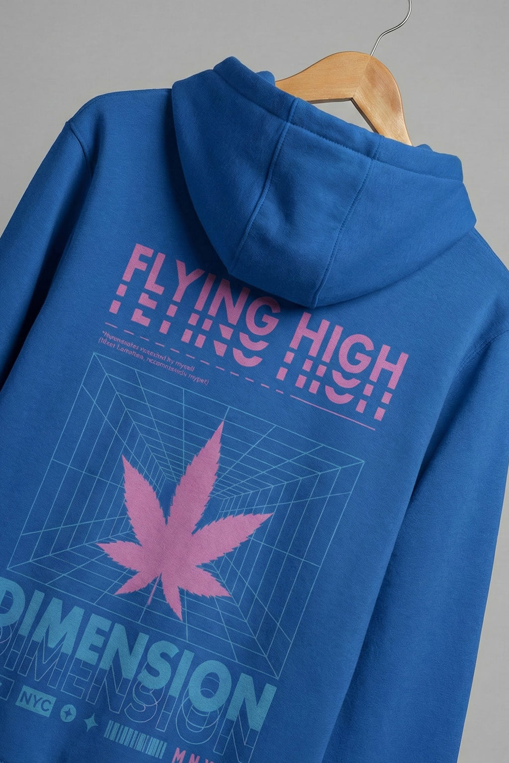 Royal Blue Men's Printed Regular Fit Hoodie