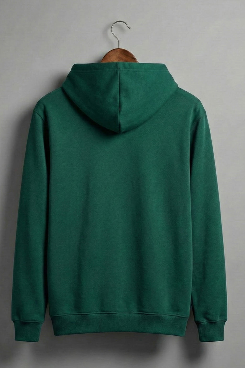 Dark Green Plain Regular Fit Hoodie