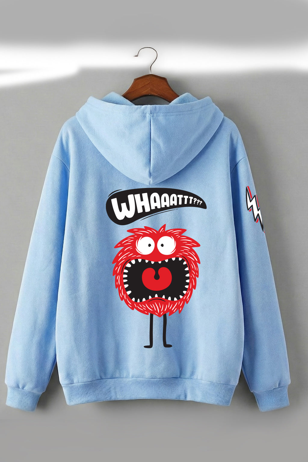Skull Blue Back Graphic Printed Oversized Fit Hoodie