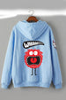 Skull Blue Back Graphic Printed Oversized Fit Hoodie