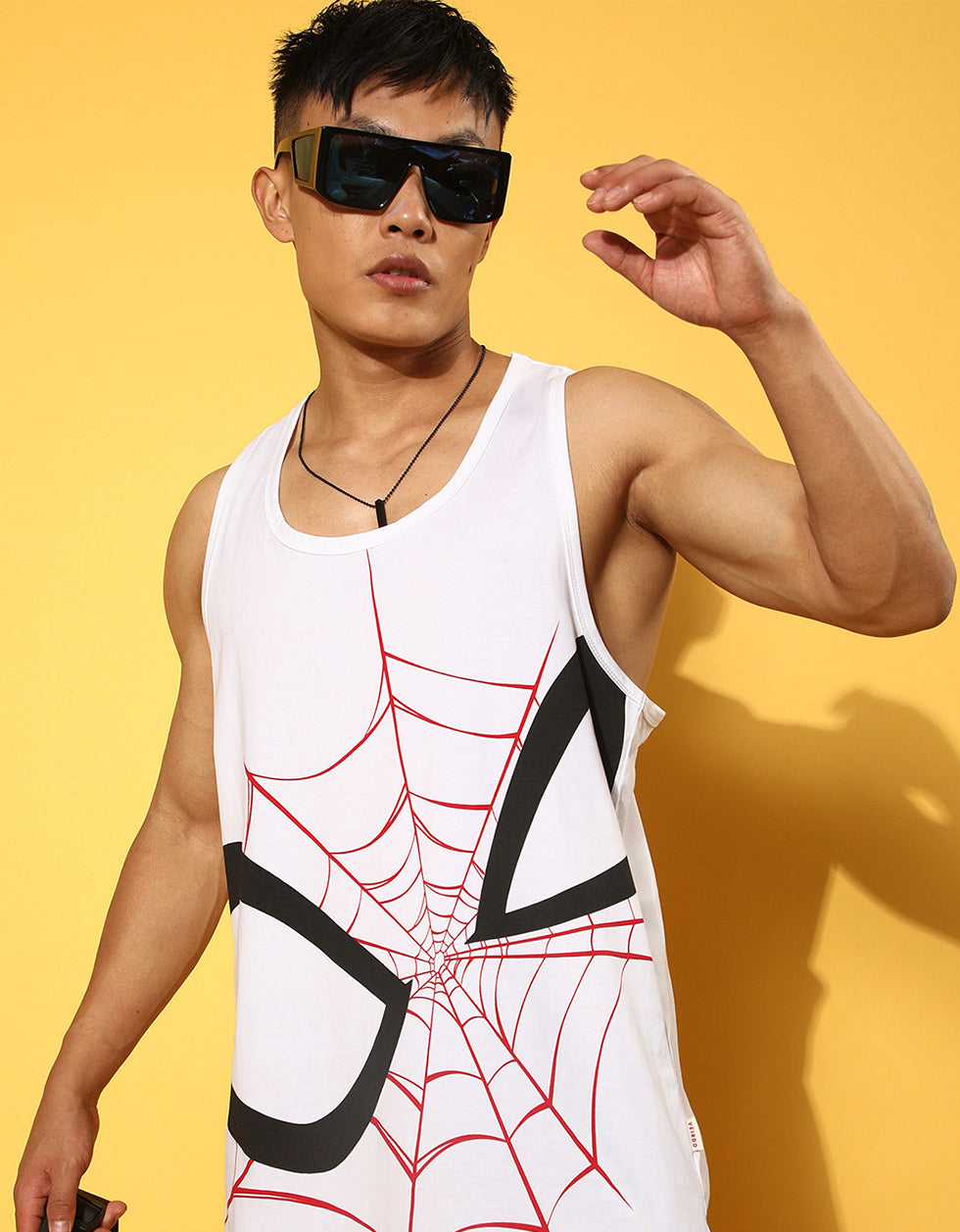 White Spiderman Graphic Printed Vest - Original Marvel Tee Veirdo