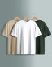 Pack of 3 Plain Oversized T-shirts: White, Swan White, Olive