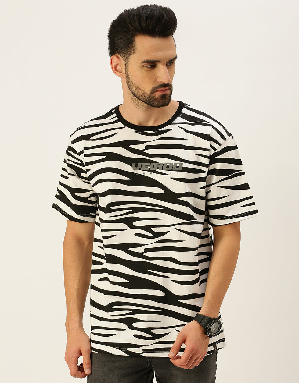 Zebra Print Men's Oversize T-shirt Veirdo