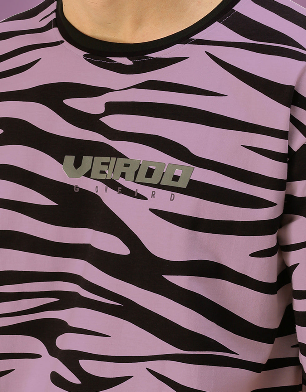 Zebra Print Oversize Lilac T-shirt Veirdo