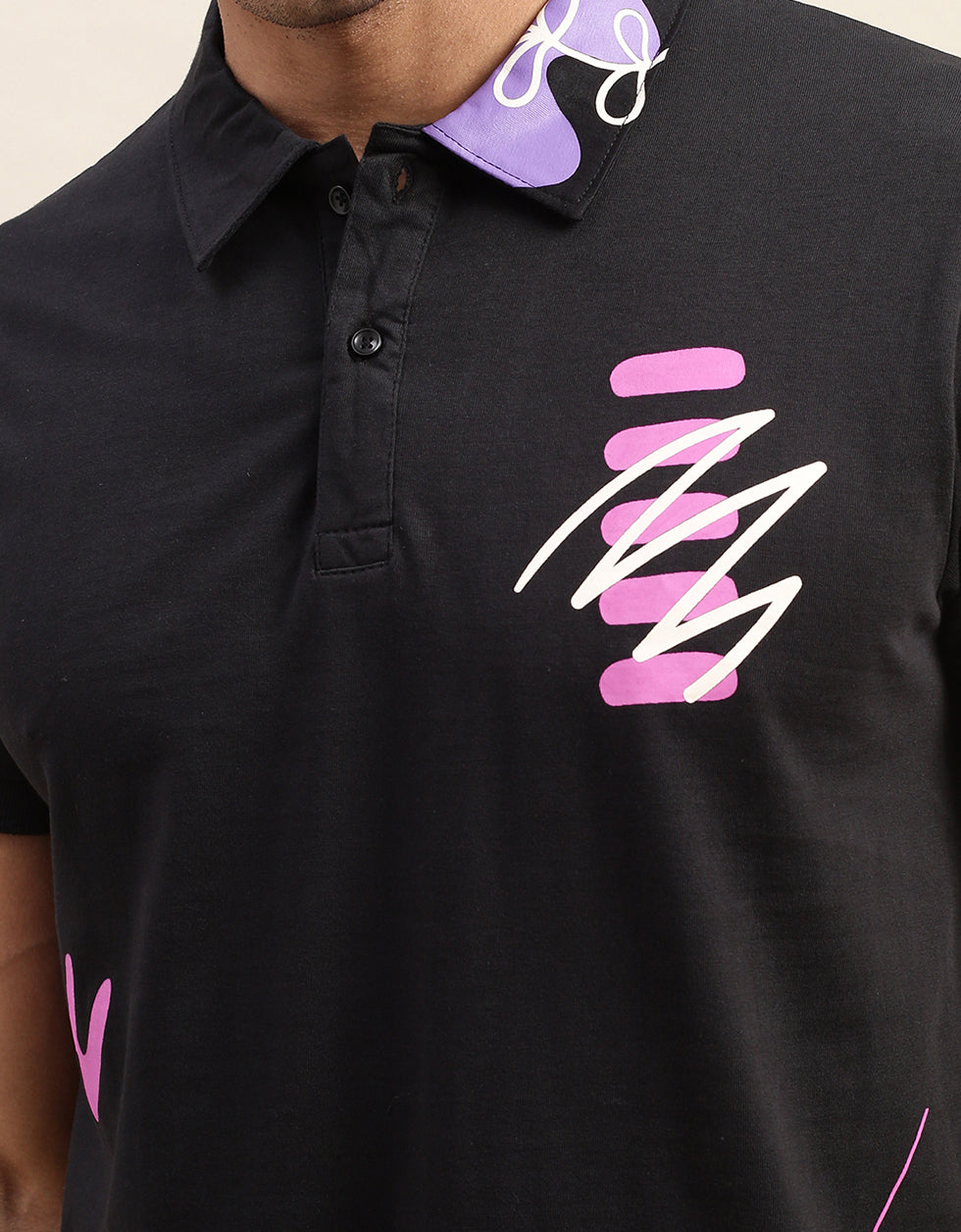 Zigzag Polo Printed T-Shirt Veirdo