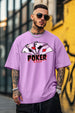 POKER Lilac Oversized Front Graphic Printed T-shirt