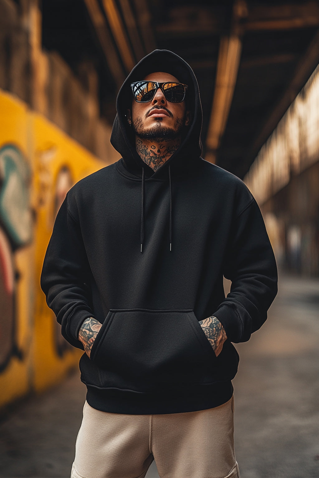 Black Plain Regular Hoodie