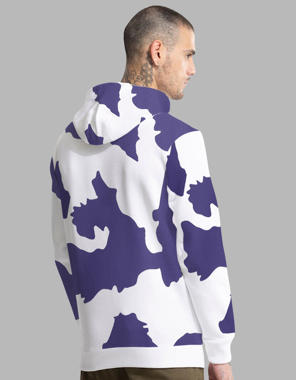 Cow Lilac Regular Fit Graphic Printed Hoodie