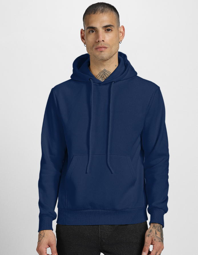 Navy Plain Regular Hoodie