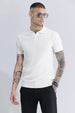 White Ribbed Flatknit Textured Regular Fit Exclusive Polo T-Shirt