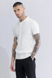 White Ribbed Flatknit Textured Regular Fit Exclusive Polo T-Shirt