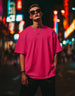 Magenta Plain Oversized T-shirt