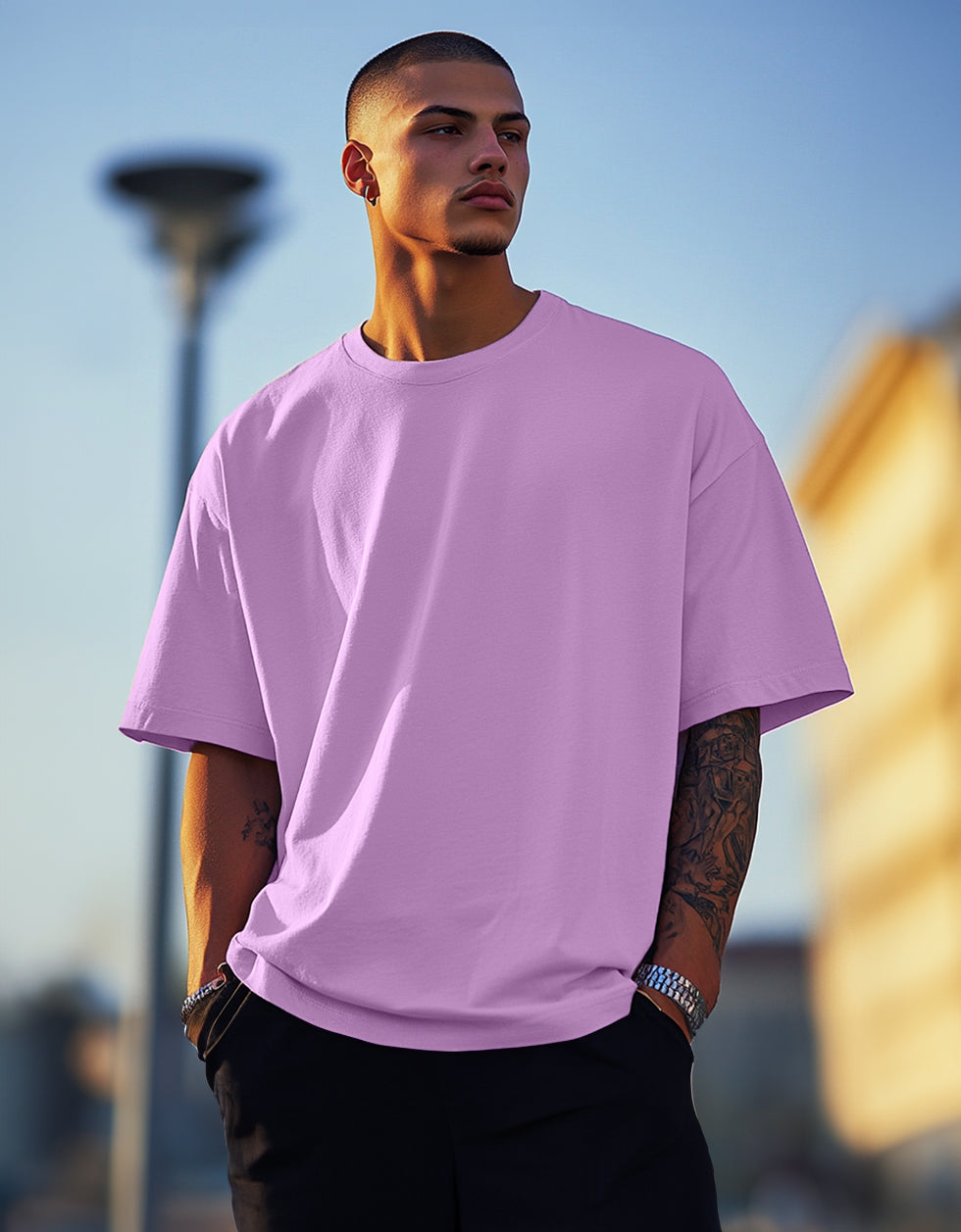 Lilac Plain Oversized T-shirt