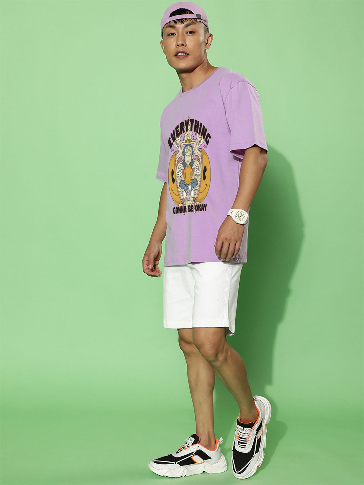 Everything Gonna Be Okay Lilac Oversized Printed Tshirt