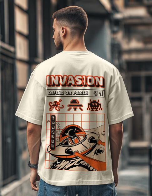 Invasion Swanwhite Oversized Graphic Printed T-shirt