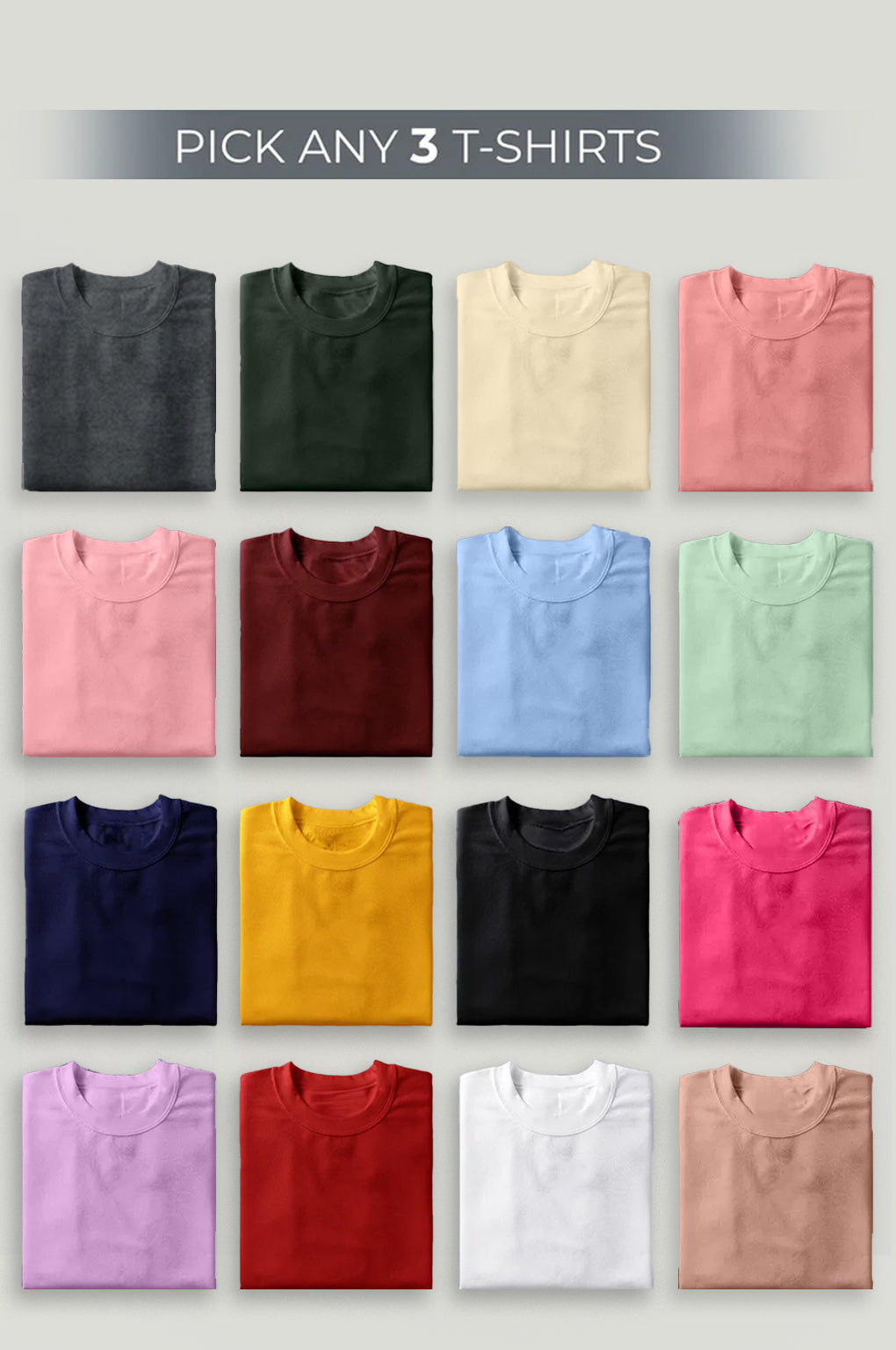 Pick any 3 | Classic Fit Plain T-shirt Combo
